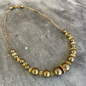 Vintage Estate Topaz Yellow Green Pearl Necklace